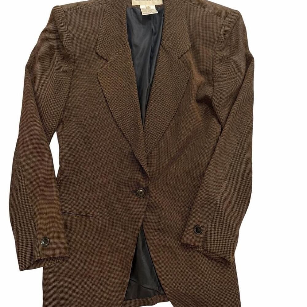 Jones New York Brown Blazer with subtle pinstripes and matching skirt